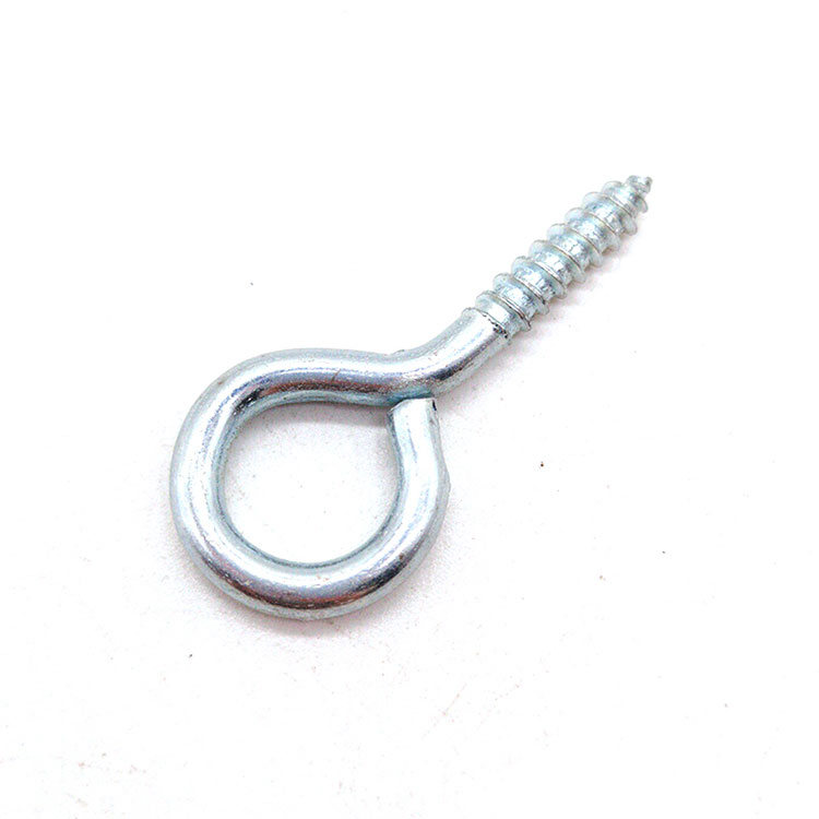 Carbon Steel Blue White Zinc Coated Self Tapping Eye Hook Screw with Wood Thread