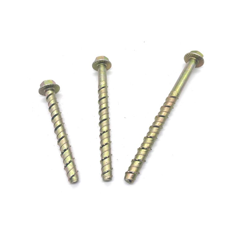 Carbon Steel Hex Flange Head Yellow Zinc Plated Cement Concrete Screw Bolt