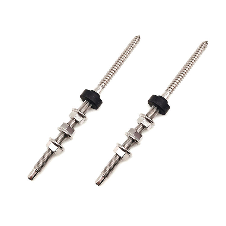 INOX A2 INOX A4 SS304 SS430 M10 Double Head Dowel Screw / Hanger Bolt for Solar Roof Mounting