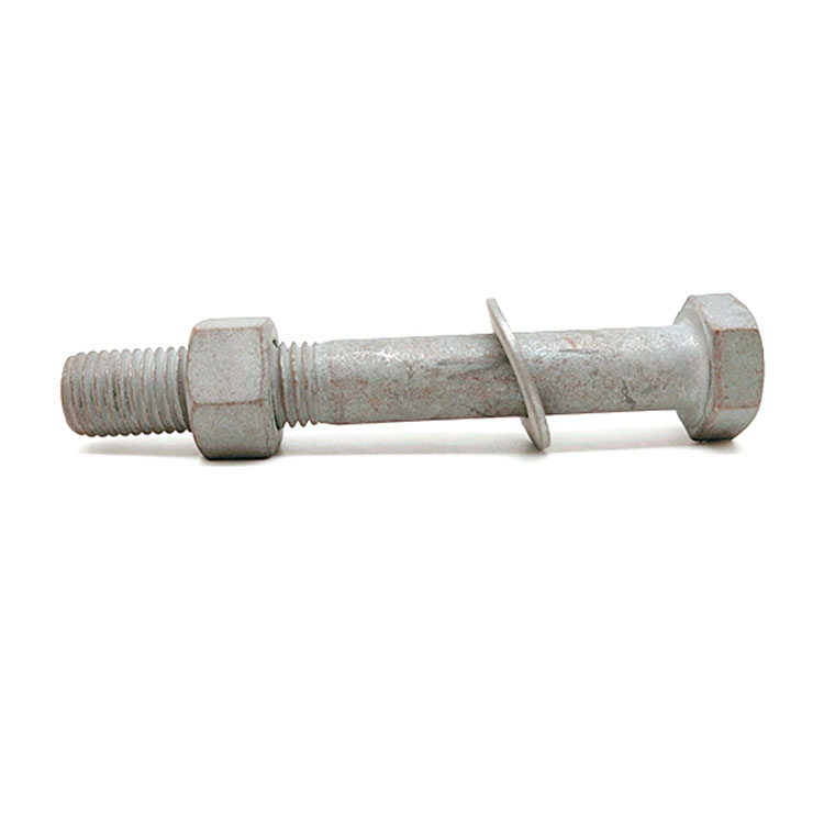 Steel Hexagon Head Fine Pitch Long Shank Power Bolt And Hex Nut with Flat Washer