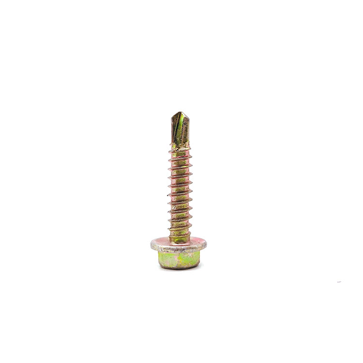 Yellow Zinc Plating Carbon Steel Hex Flange Head Drilling Screw with Tapping Screw Thread