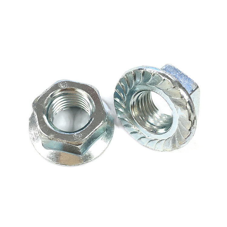 Zinc Plated Grade 4 Garde 8 Hex Flange Serrated Nut- DIN6923